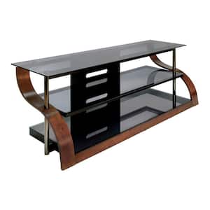 65 in. Vibrant Espresso Glass TV Stand Fits TVs Up to 73 in. with Cable Management