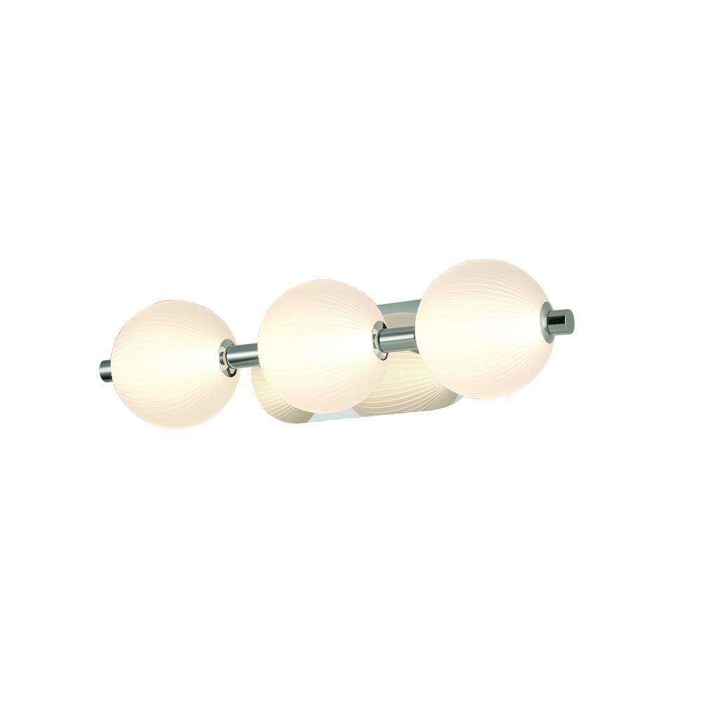 Nickel 3-Light Vanity with Opal Ribbed Glass Shades