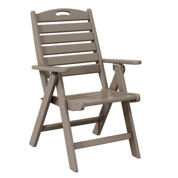 WESTIN OUTDOOR Laguna Outdoor Patio Folding Highback Dining Chair w/ Adjustable Recline in Weathered Wood