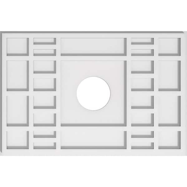 Ekena Millwork 22 in. W x 14-5/8 in. H x 4 in. ID x 1 in. P Beaux Architectural Grade PVC Contemporary Ceiling Medallion
