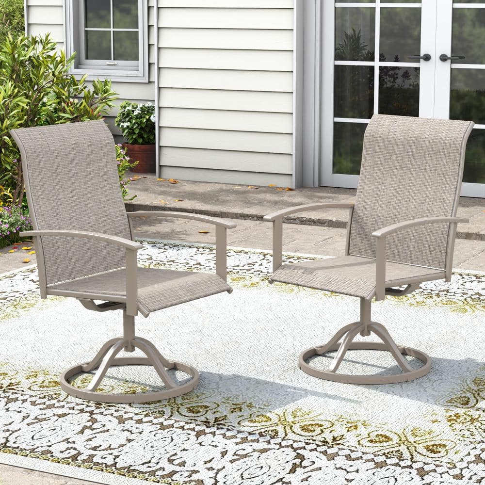 Sandshell Swivel Textilene Metal Outdoor Dining Chairs Set of 2, 360° Swivel  Patio Dining Chairs for Patio or Garden price history on PriceWatchPro