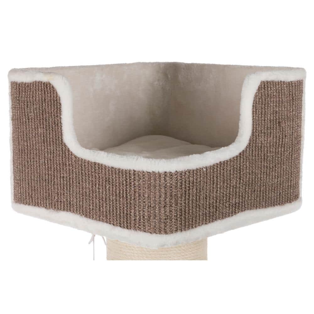 Ava 33.9'' Gray and White Plush Cat Tree with Jute Scratching Post