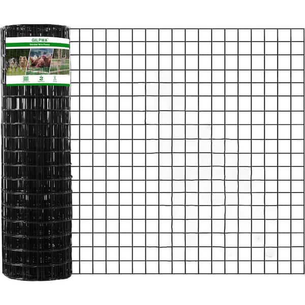 PVC Coated Welded Wire Fencing 36 in. x 50 ft. 16-Gauge Metal Mesh Roll Black for Garden Border Poultry Netting
