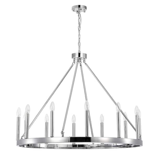Warehouse of Tiffany Bill 39.4 in. 12-Light Indoor Chrome Chandelier with Light Kit