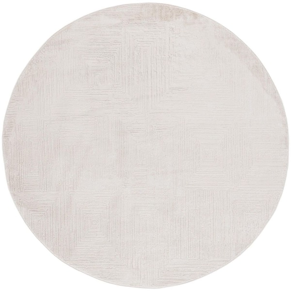 Whisper 7 ft. x 7 ft. Beige Distressed Geometric Round Area Rug
