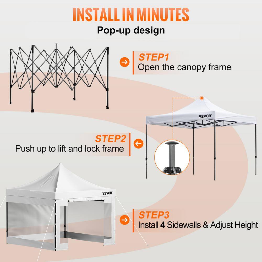 White 10 x 10 ft Outdoor Patio Gazebo Tent with PVC-Coated Polyester Top