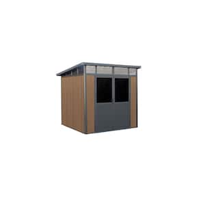 7 ft. x 7 ft. Wood Plastic Composite Heavy-Duty Storage Shed - Pent Roof and Double Doors Brown Color (49 sq. ft.)