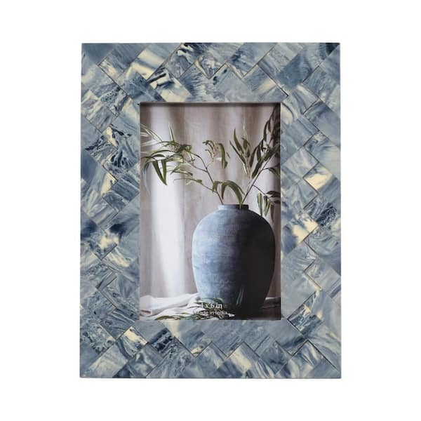 4 in. x 6 in. Blue Resin Rectangle Woven Memories Photo Frame
