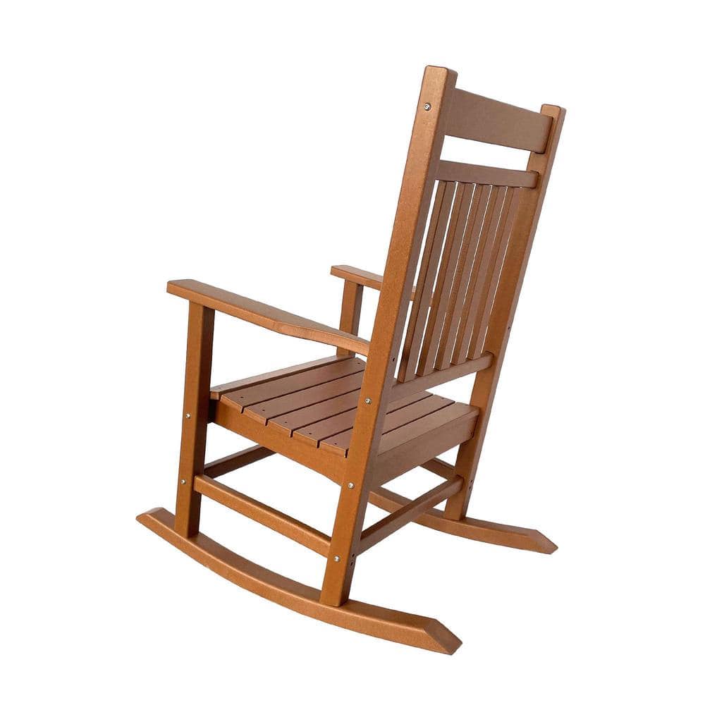 Berkshire Traditional All-Weather HDPE Brown Rocking Chair with Arms