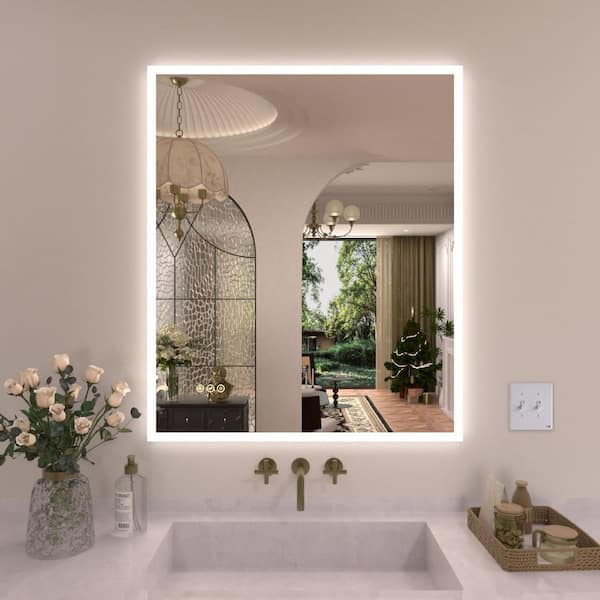 Radiance 30 in. W x 36 in. H Rectangular Frameless LED Wall Bathroom Vanity Mirror with Polished Crystal Finish