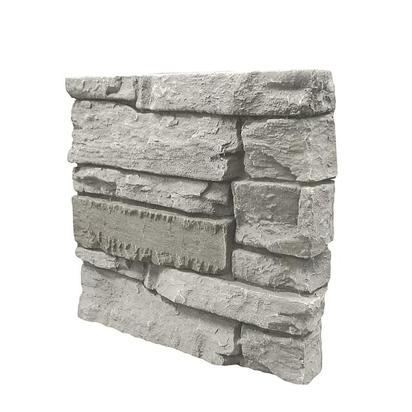 GenStone Stacked Stone Arctic Smoke 12 in. x 12 in. Composite Faux Stone Siding Sample