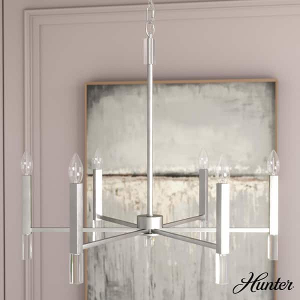 Hunter Sunjai 6-Light Brushed Nickel Candlestick Chandelier