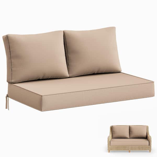Kimunuk 46 in. x 26 in. x 5 in. Outdoor Patio Replacement Loveseat Sofa Cushion Set with Backrest Sand