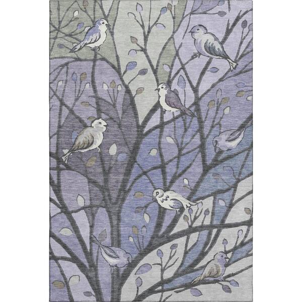 Mayfield Premium Machine Washable Abstract AMF2336 Purple 10 ft. x 14 ft. Area Rug