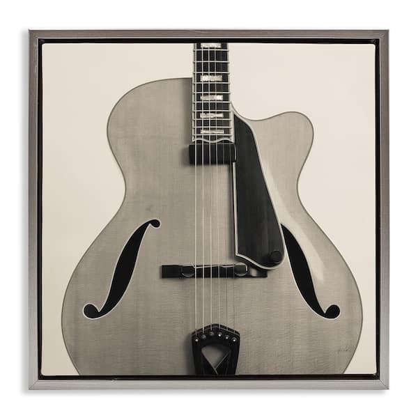 Stupell Industries Simple Chic Guitar by Deborah Revell Gray Floater Frame Music Graphic Art Print 25 in. x 25 in.