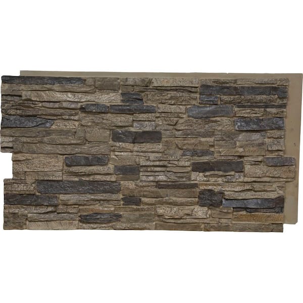 Ekena Millwork 45-3/4 in. x 24-1/2 in. Canyon Ridge Stacked Stone Stonewall Faux Stone Siding Panel