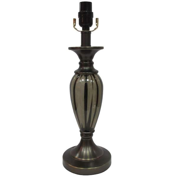 Hampton Bay Mix & Match Restoration Bronze with Tinted Glass Font Round Table Lamp