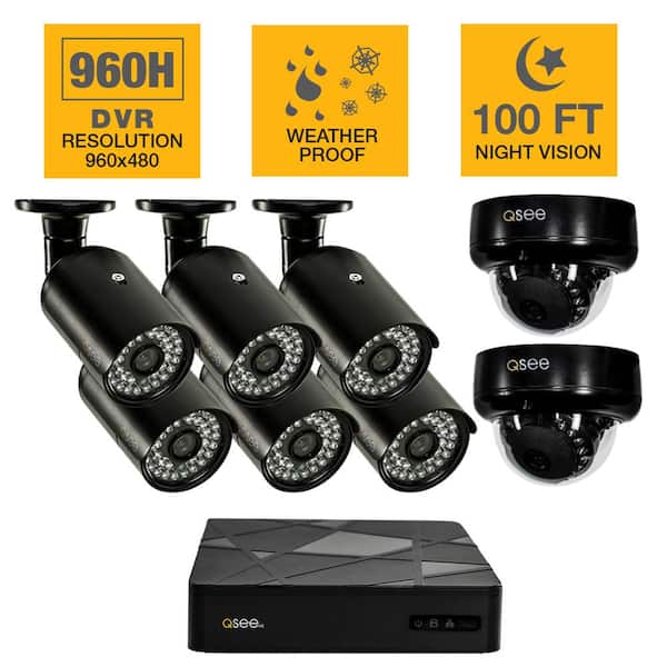 Q-SEE 8-Channel 960H 1TB Surveillance System with (6) 900TVL Bullet and (2) 900TVL Dome Cameras and 100 ft. Night Vision