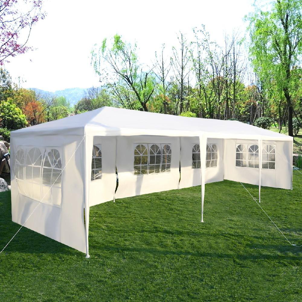White 10'x30' Heavy Duty Outdoor Canopy Tent with Steel Frame