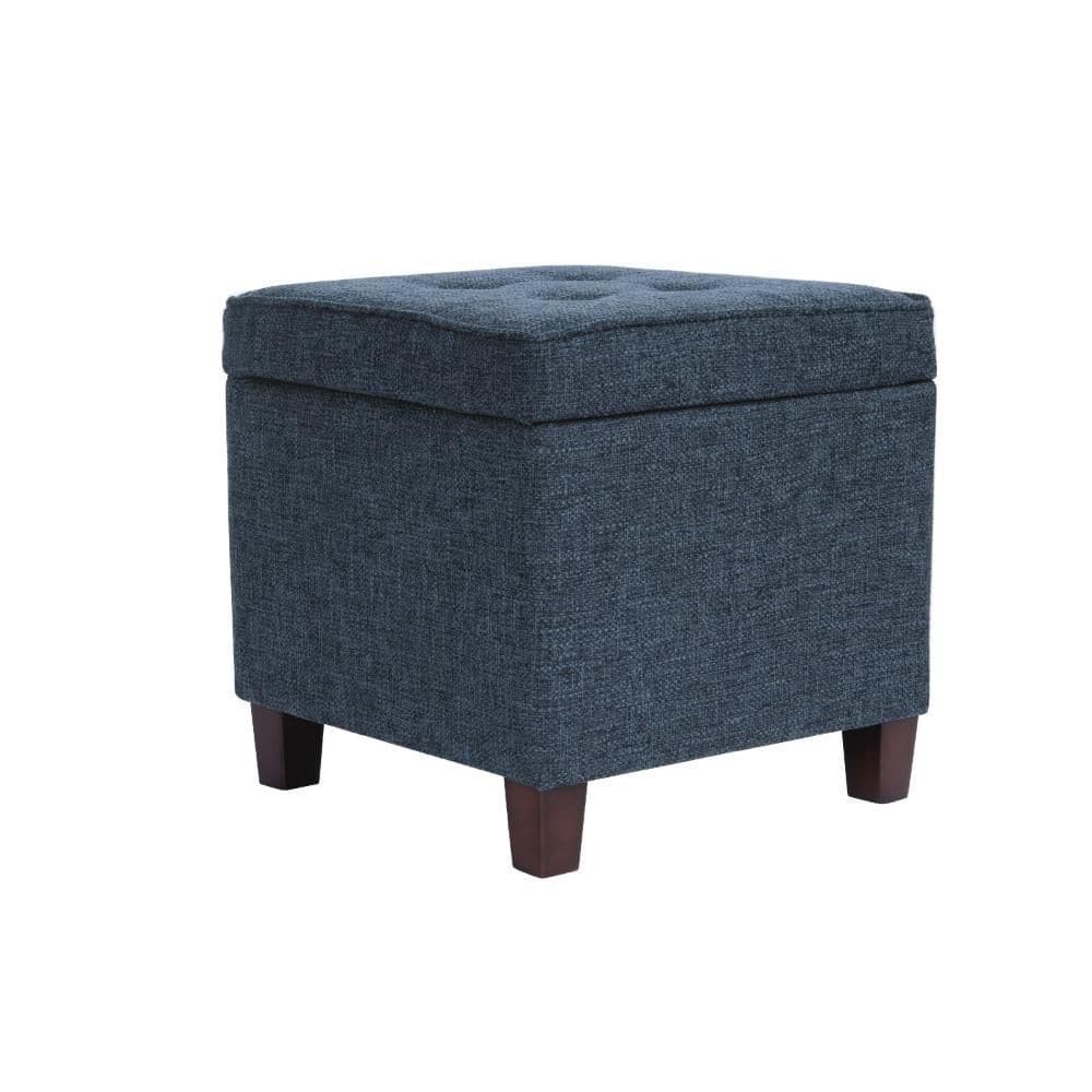Hery Blue and Brown Fabric Square Storage Ottoman price history on PriceWatchPro