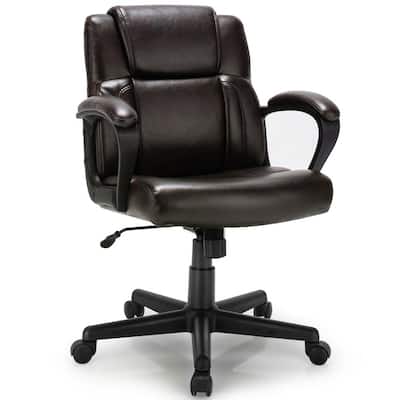 Black Executive Leather Office Chair Adjustable Computer Desk Chair with Armrest
