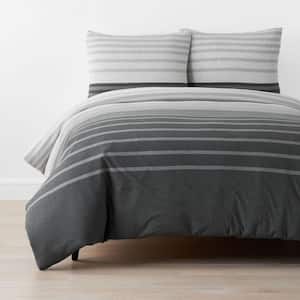 Company Cotton Gray Multi Jersey Knit Stripe Twin/Twin XL Cotton Duvet Cover