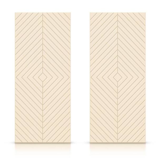 CALHOME 48 in. x 84 in. Hollow Core Beige Stained Composite MDF Interior Double Closet Sliding Doors