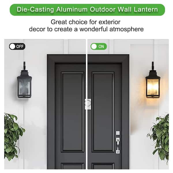 23 in. Black Outdoor Retro Hardwired Wall Lantern Scone with Frosted Glass, No Bulbs Included (2-Pack)