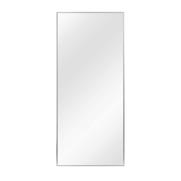 NEUTYPE 71 in. x 24 in. Modern Rectangle Framed Light Silver Full Length Leaning Mirror