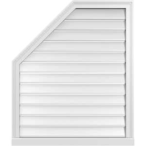 32 in. x 38 in. Octagonal Surface Mount PVC Gable Vent: Functional with Brickmould Sill Frame