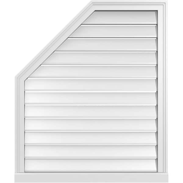 Ekena Millwork 32 in. x 38 in. Octagonal Surface Mount PVC Gable Vent: Functional with Brickmould Sill Frame