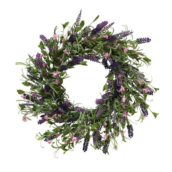 GERSON INTERNATIONAL 24 in. Artificial Dia Lavender Twig Wreath