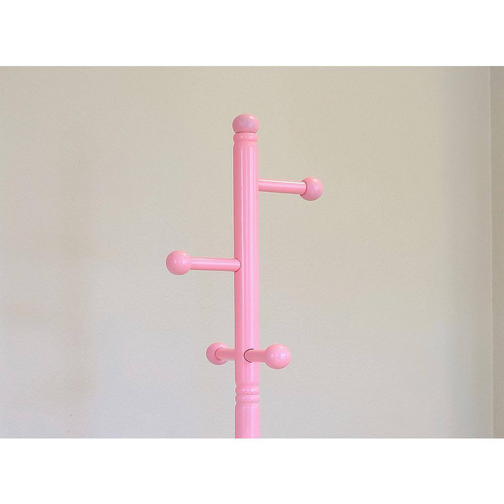 Pink Gloss Finish Child-Friendly Wooden Coat Rack