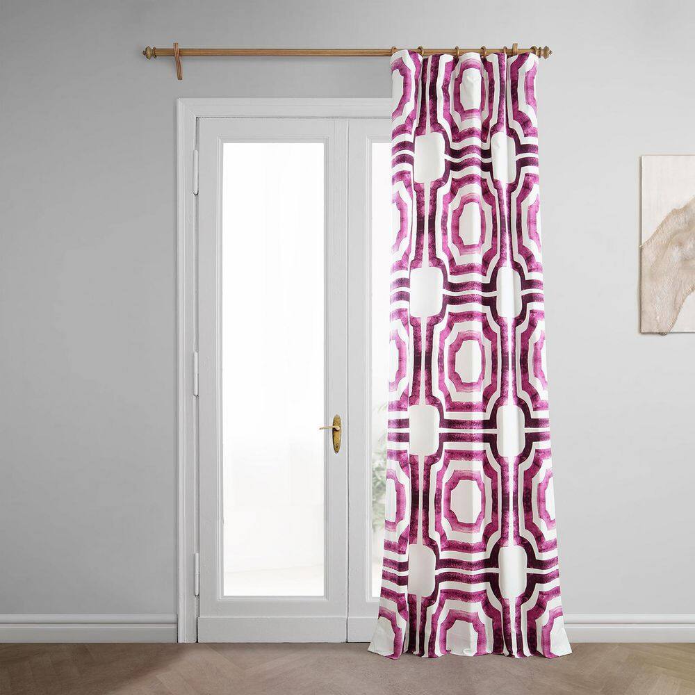 Mecca Pink Geometric Cotton Room Darkening Curtain Panel