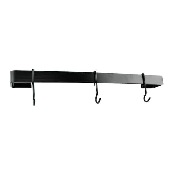 Enclume Handcrafted 24 in. Black Wall Rack Utensil Bar with 6-Hooks
