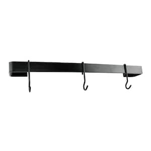Handcrafted 36 in. Black Wall Rack Utensil Bar with 6-Hooks