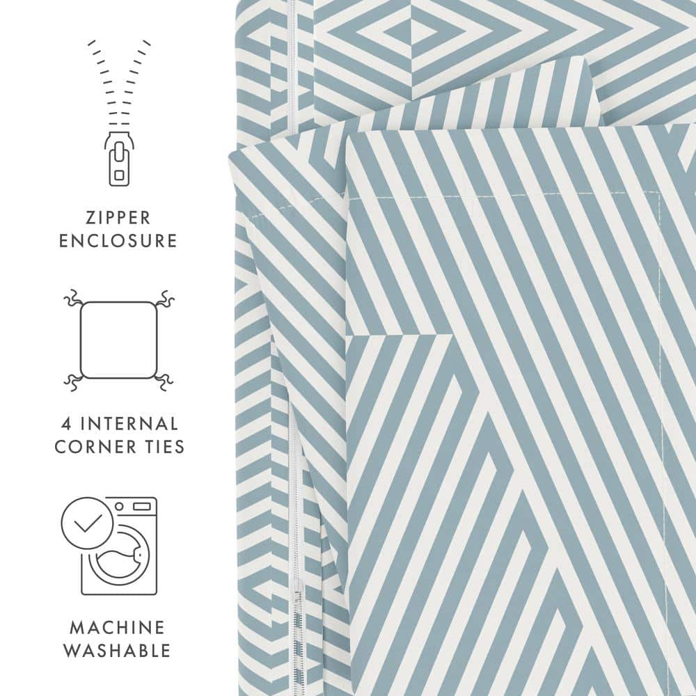 Light Blue Diagonal Pattern Microfiber King/Cal King Duvet Cover Set