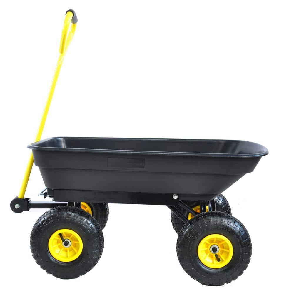 2 cu. ft. Folding Metal Garden Cart in Black with Pneumatic Tire ...