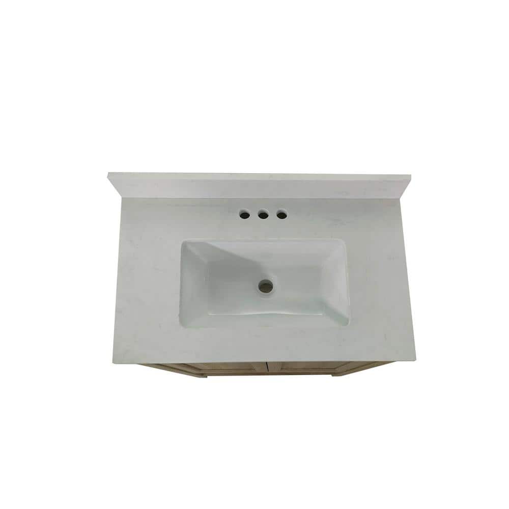 Taylor & Logan 30" Brown Wood Bathroom Vanity with Stoneware Surface