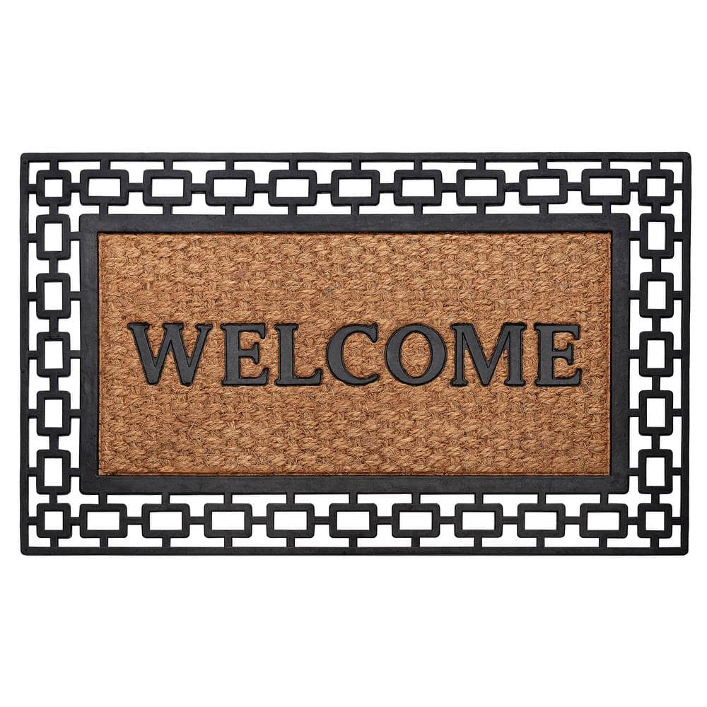 Achim Home Furnishings Black//Brown Fleur De Lis Wrought Iron Rubber Door Mat 18 by 30 inch