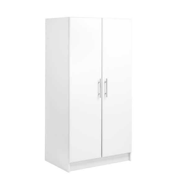 Elite 2-Shelf Engineered Wood Freestanding Wardrobe Cabinet in White (32 in. W x 65 in. H x 20 in. D)