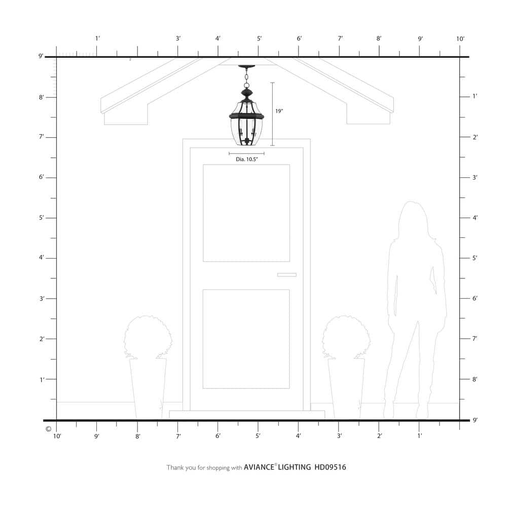 Monterey Polished Brass 2-Light Outdoor Pendant with Clear Beveled Glass
