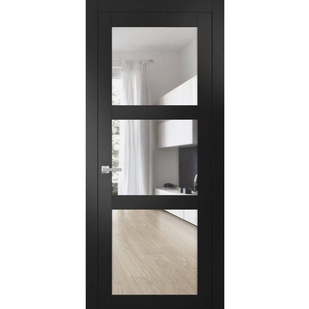 30 in. x 80 in. 1 Panel Black Matte Finished MDF Sliding Door with Hardware price history on PriceWatchPro