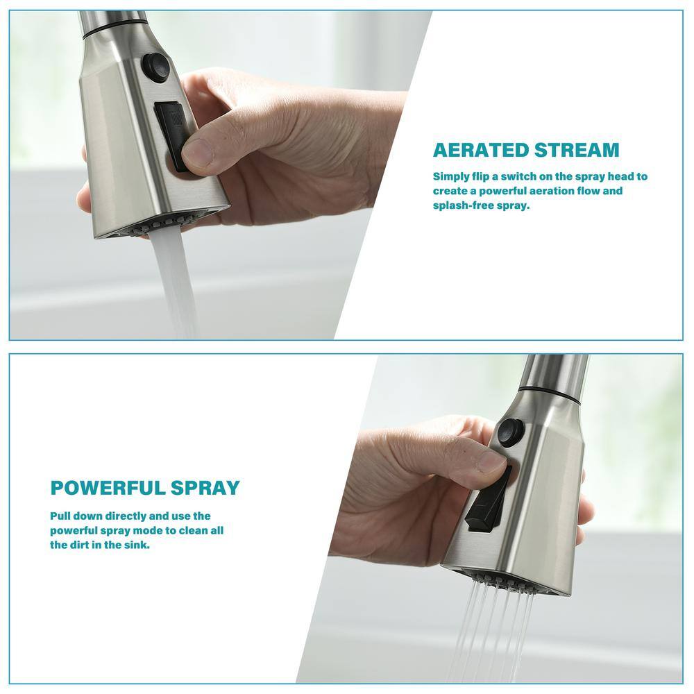 Brushed Nickel Touchless Kitchen Faucet with Pull-Down Sprayer