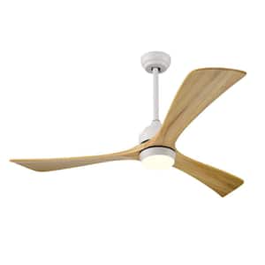 52 in. Indoor White Ceiling Fan with Light/Remote Control/6 Speeds/Timing/3 Blades Reversible Dimmable LED Fan Light