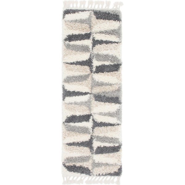 Hygge Shag Balanced Gray 2 ft. 2 in. x 6 ft. Runner Rug