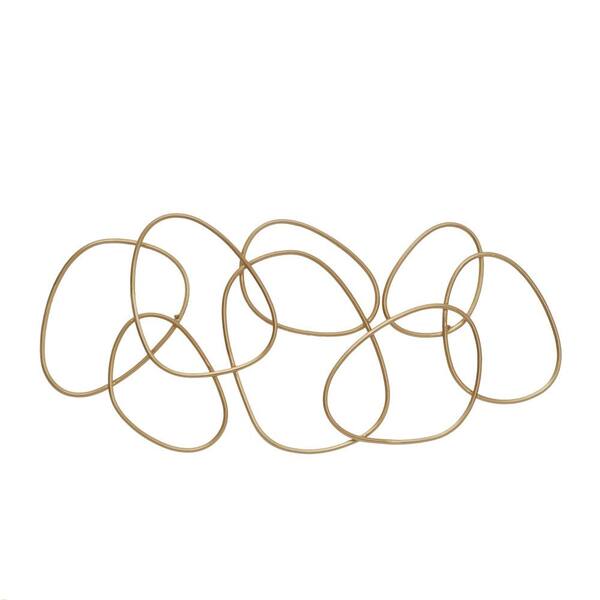 Litton Lane 43 in. x  22 in. Metal Gold Interlocking Rings Abstract Wall Decor