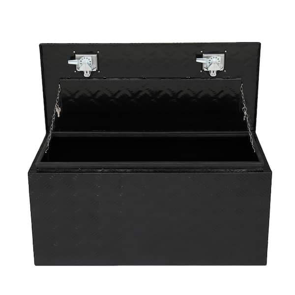 36 in. Black Diamond Plate Aluminum Underbody Truck Tool Box Double Lock with Key