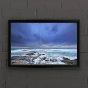 "When The Sky is Blue" by Beata Czyzowska Framed with LED Light Landscape Wall Art 16 in. x 24 in.