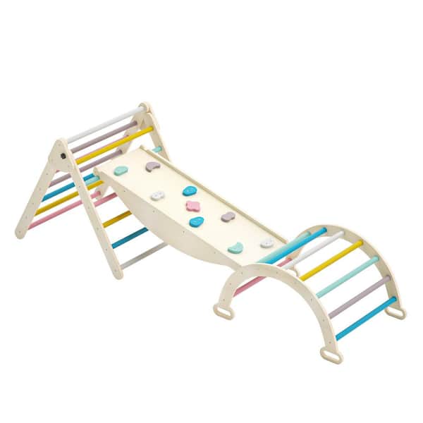 7 in 1 Pikler Triangle Set, Baby Climbing Toy, Montessori Learning Toy with Arch, Ramp, and Climbing Triangle